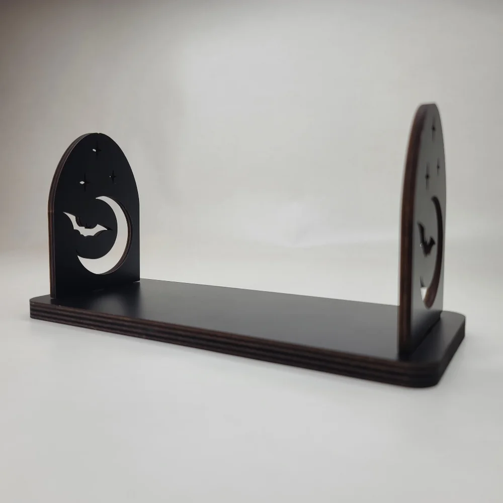 Display Stand Moon and Bat Shelf Book Stand Crystal Display Shelf 8×3 inches